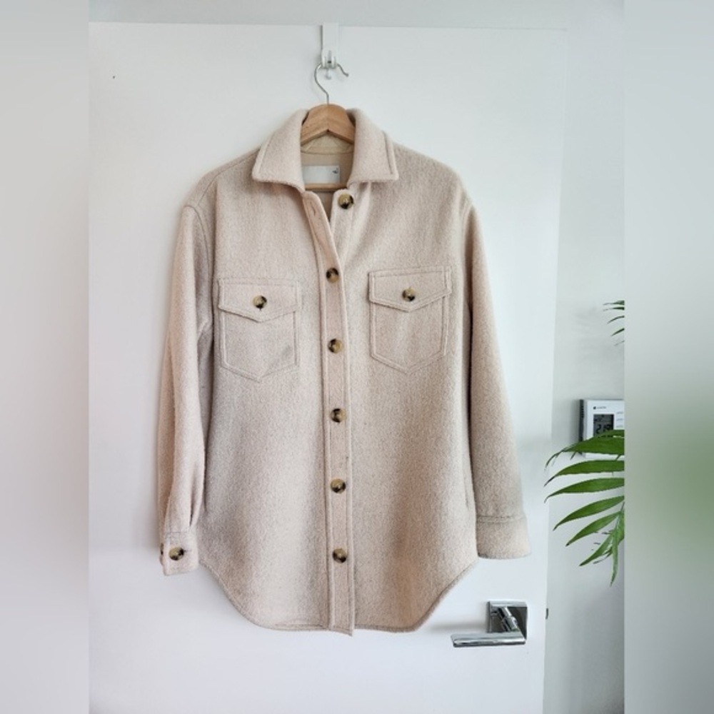 Cream Button-Up Wool Jacket